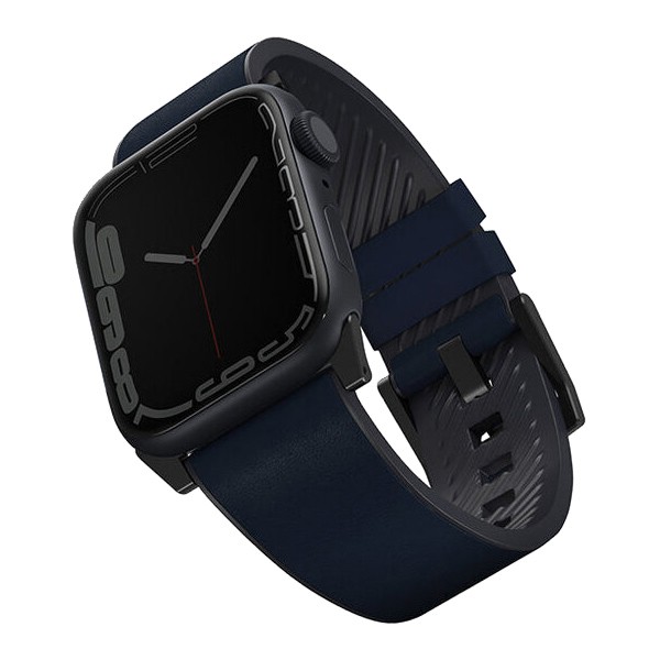 Кожаный влагоустойчивый ремень Uniq STRADEN для Apple Watch 49/45/44/42мм, цвет синий