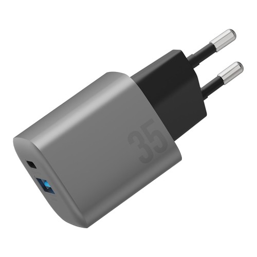 Сетевая зарядка EnergEA AmpCharge GaN35 1C-1A PD/QC3.0 35W - темно серый (Gunmetal)