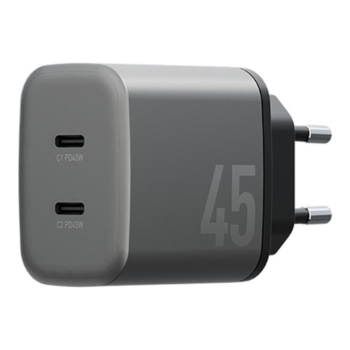 Сетевая зарядка EnergEA AmpCharge GaN45 2C PD/PPS/QC3.0 45W - темно серый (Gunmetal)
