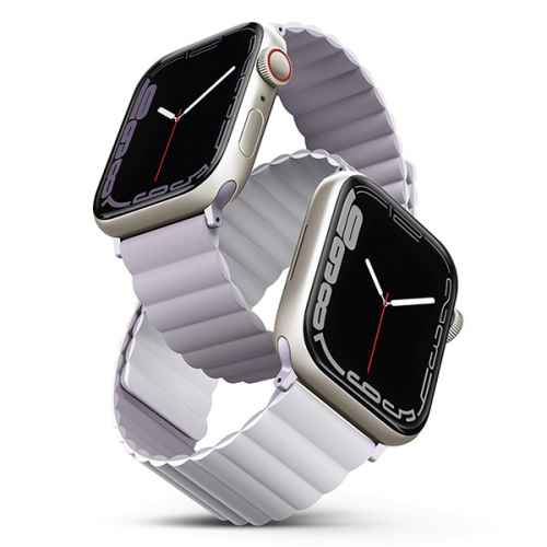 Ремень силиконовый Uniq REVIX для Apple Watch 41/40/38, цвет сиреневый/белый