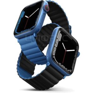 Ремень силиконовый Uniq REVIX для Apple Watch 41/40/38, цвет синий/черный