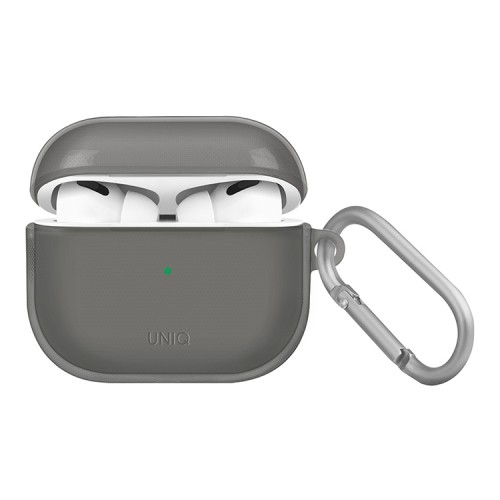 Чехол UNIQ для Airpods 3 Glase TPU case with carabin Smoke grey