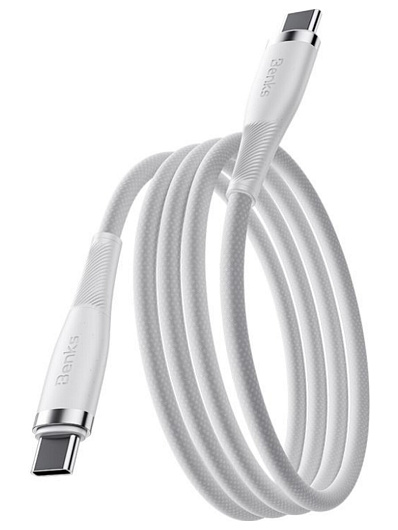Кабель плетеный Benks D47 PowerWeave USB-C to Lightning, 30W 1M. – белый (WHITE)