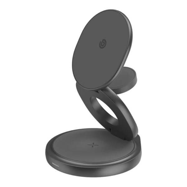 Складывающаяся зарядка 3 в 1 bazic GoMag Gyre 15W, цвет темно серый (Gunmetal)