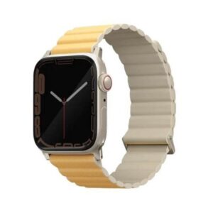 Ремень силиконовый Uniq REVIX Premium для Apple Watch 49/45/44/42MM, цвет желтый/слоновая кость