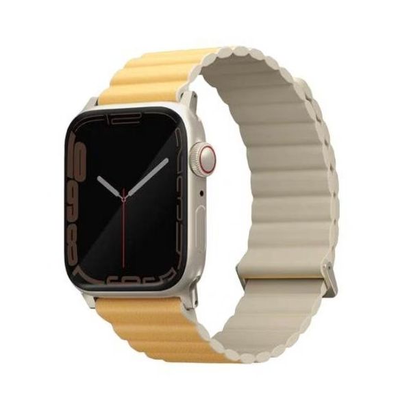 Ремень силиконовый Uniq REVIX Premium для Apple Watch 49/45/44/42MM, цвет желтый/слоновая кость