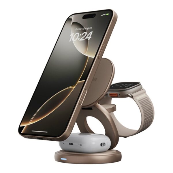 Складывающаяся зарядка 3 в 1 bazic GoMag Gyre 15W, цвет золотой (Gold)