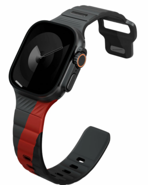 Ремень каучуковый UNIQ STRIDE DE RUBBER для Apple Watch 49/45/44/42, CHARCOAL/ROSSO RED