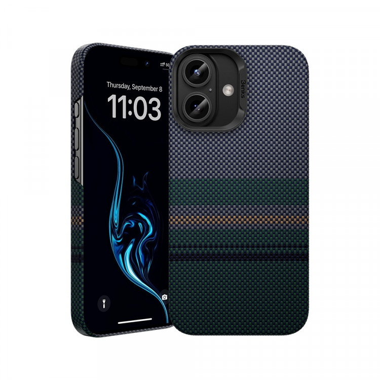 Чехол Benks Aurora ArmorAir Case built with Kevlar для iPhone 16 Pro Max принт арктическое ночное небо