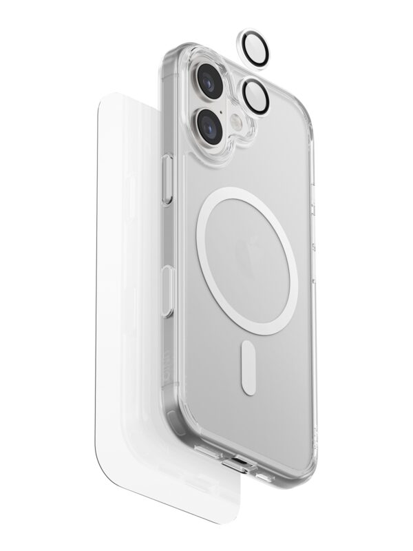 Чехол UNIQ для iPhone 17 набор ClearVue 360 ESSENTIAL чехол/стекло/защита камеры, цвет Clear