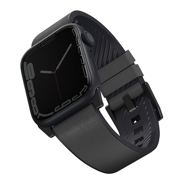 Кожаный влагоустойчивый ремень UNIQ STRADEN для Apple Watch 49/45/44/42мм, цвет серый