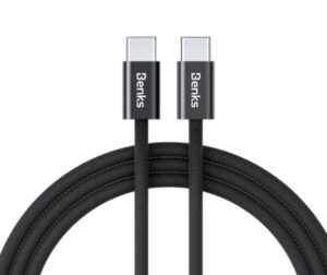 Кабель плетеный из арамидного волокна Benks D49 USB-C to USB-C 480 Mbps, 60W 1,2M. – черный (BLACK)