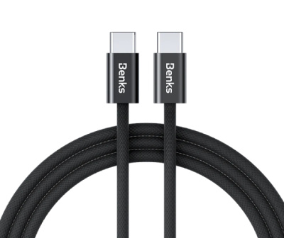Кабель плетеный из арамидного волокна Benks D49 USB-C to USB-C 480 Mbps, 60W 1,2M. – черный (BLACK)