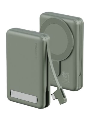 Внешний аккумулятор EnergEA MagPac PRO Plus 10000mAh ССС QI2 15W USB-C 20W с кабелем, зеленый