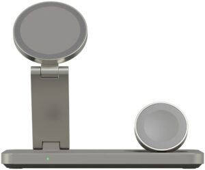 Беспроводное зарядное устройство 3 в 1 Magssory Yoga для Samsung, с магнитами, с поддержкой Qi2 (титан)