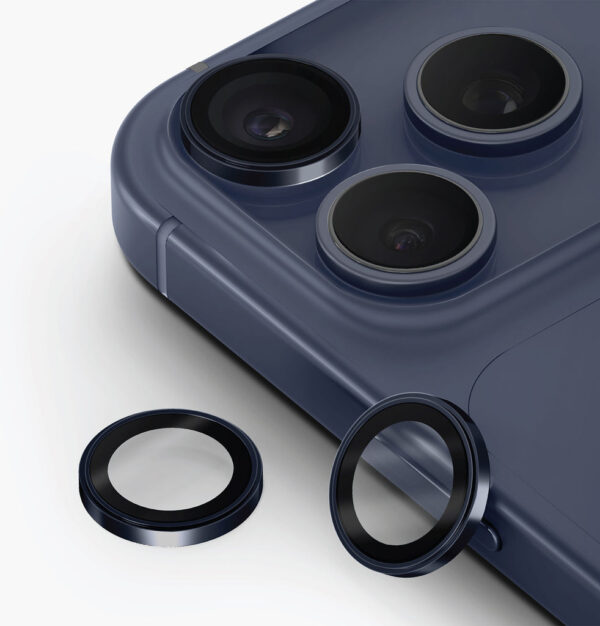 Защита объектива камеры стальной обод и сапфировое стекло UNIQ OPTIX PRIME IPHONE 17 Pro/ 17 Pro Max, цвет NAVY CHROME
